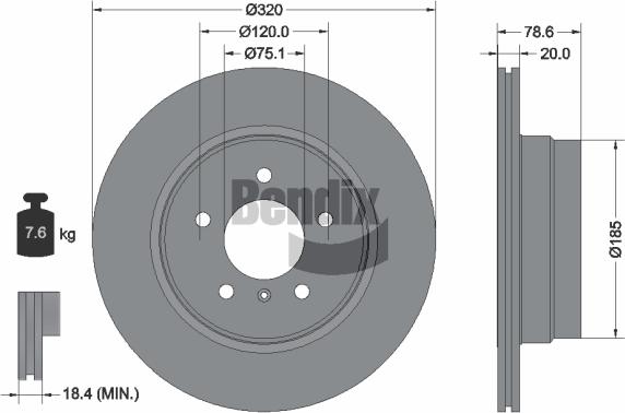 BENDIX Braking BDS1318 - Спирачен диск vvparts.bg