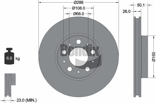 BENDIX Braking BDS1312 - Спирачен диск vvparts.bg