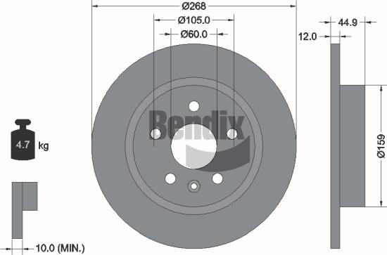 BENDIX Braking BDS1334 - Спирачен диск vvparts.bg