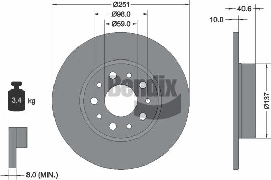 BENDIX Braking BDS1321 - Спирачен диск vvparts.bg