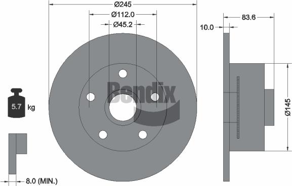 BENDIX Braking BDS1323 - Спирачен диск vvparts.bg