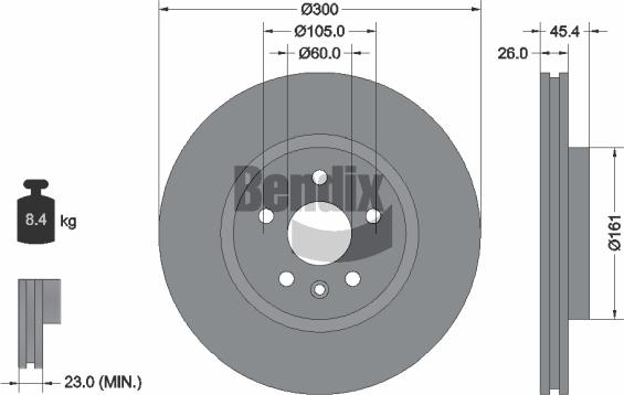 BENDIX Braking BDS1322HC - Спирачен диск vvparts.bg