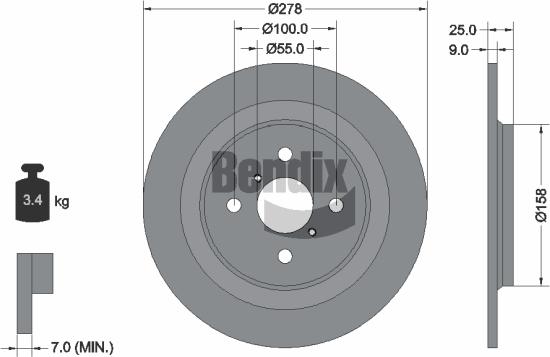 BENDIX Braking BDS1376 - Спирачен диск vvparts.bg
