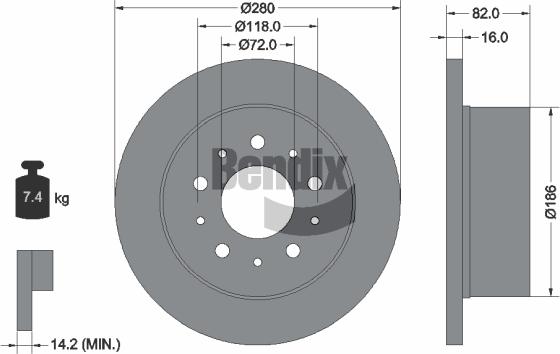 BENDIX Braking BDS1371 - Спирачен диск vvparts.bg