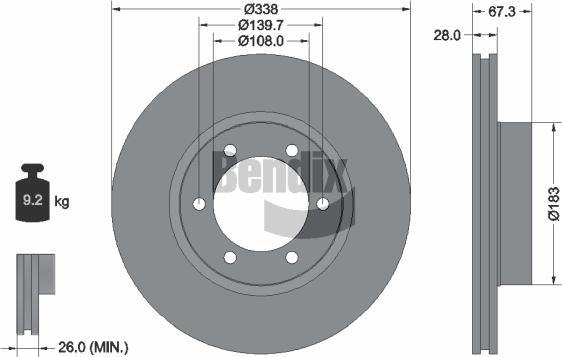 BENDIX Braking BDS1373 - Спирачен диск vvparts.bg