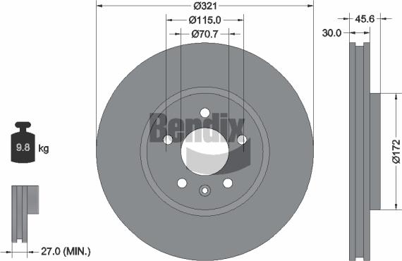 BENDIX Braking BDS1299HC - Спирачен диск vvparts.bg