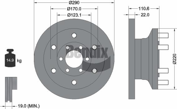 BENDIX Braking BDS1295 - Спирачен диск vvparts.bg