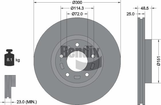 BENDIX Braking BDS1290 - Спирачен диск vvparts.bg