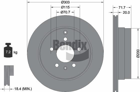 BENDIX Braking BDS1291 - Спирачен диск vvparts.bg