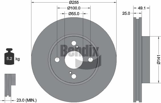 BENDIX Braking BDS1246 - Спирачен диск vvparts.bg