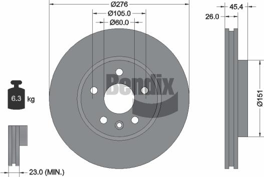 BENDIX Braking BDS1256 - Спирачен диск vvparts.bg