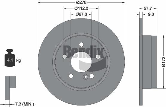 BENDIX Braking BDS1251 - Спирачен диск vvparts.bg