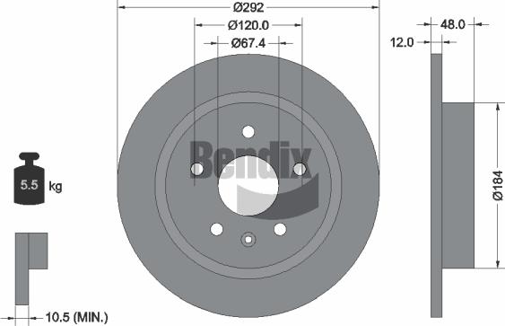 BENDIX Braking BDS1257 - Спирачен диск vvparts.bg