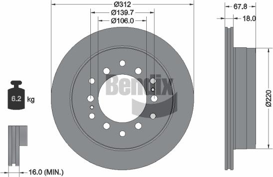 BENDIX Braking BDS1289 - Спирачен диск vvparts.bg