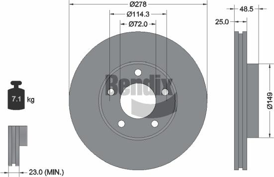BENDIX Braking BDS1287 - Спирачен диск vvparts.bg