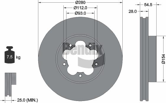 BENDIX Braking BDS1234 - Спирачен диск vvparts.bg