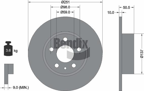 BENDIX Braking BDS1233 - Спирачен диск vvparts.bg