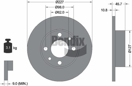 BENDIX Braking BDS1229 - Спирачен диск vvparts.bg