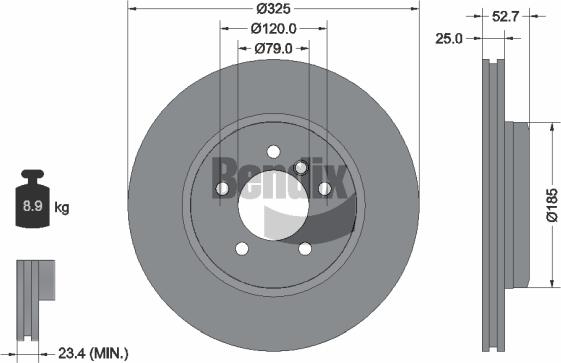 BENDIX Braking BDS1270HC - Спирачен диск vvparts.bg