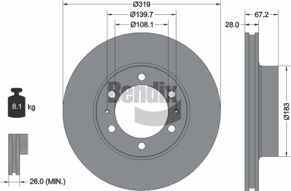 BENDIX Braking BDS1746 - Спирачен диск vvparts.bg