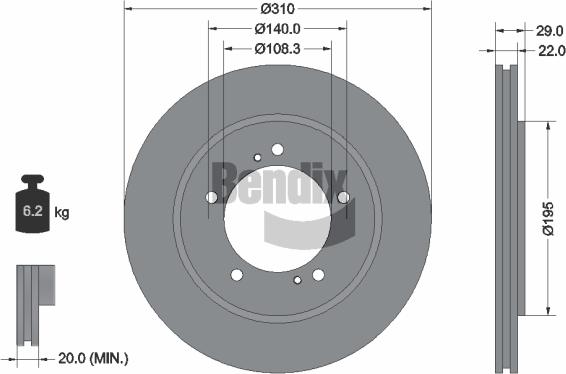 BENDIX Braking BDS1741 - Спирачен диск vvparts.bg