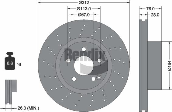 BENDIX Braking BDS1742HC - Спирачен диск vvparts.bg