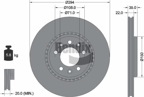 BENDIX Braking BDS1753 - Спирачен диск vvparts.bg