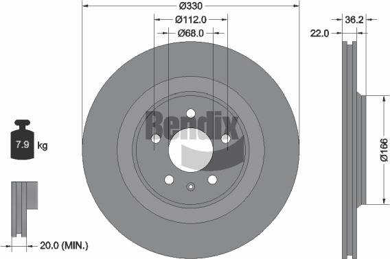 BENDIX Braking BDS1762 - Спирачен диск vvparts.bg