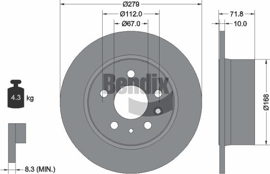 BENDIX Braking BDS1712 - Спирачен диск vvparts.bg