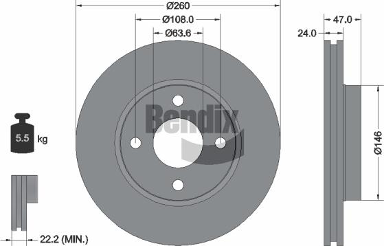 BENDIX Braking BDS1782 - Спирачен диск vvparts.bg