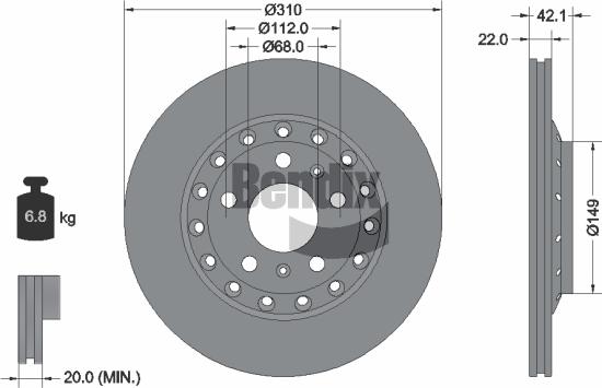 BENDIX Braking BDS1787 - Спирачен диск vvparts.bg