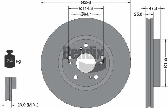 BENDIX Braking BDS1733 - Спирачен диск vvparts.bg