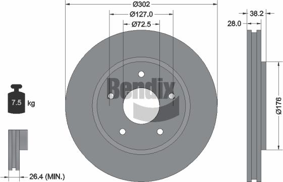 BENDIX Braking BDS1722 - Спирачен диск vvparts.bg