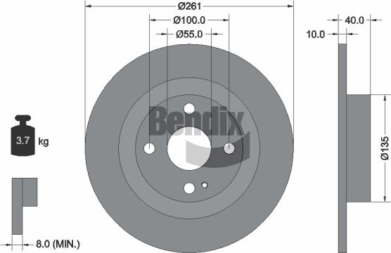 BENDIX Braking BDS2095 - Спирачен диск vvparts.bg