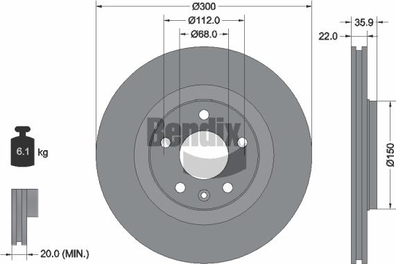 BENDIX Braking BDS2091 - Спирачен диск vvparts.bg