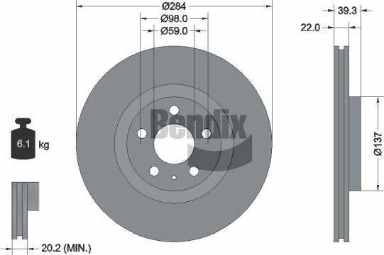 BENDIX Braking BDS2045 - Спирачен диск vvparts.bg