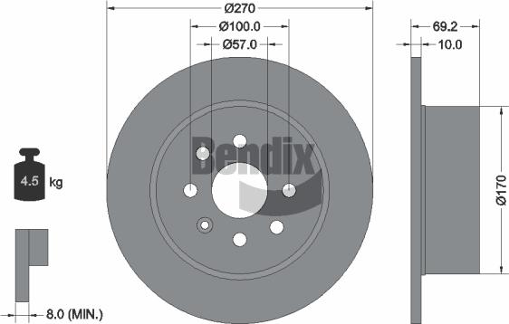 BENDIX Braking BDS2041 - Спирачен диск vvparts.bg