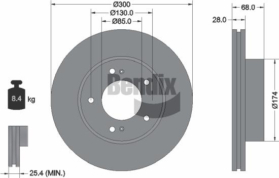 BENDIX Braking BDS2048 - Спирачен диск vvparts.bg