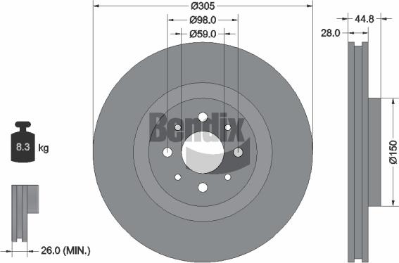 BENDIX Braking BDS2054 - Спирачен диск vvparts.bg