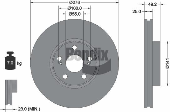 BENDIX Braking BDS2058 - Спирачен диск vvparts.bg