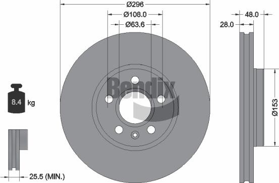 BENDIX Braking BDS2069HC - Спирачен диск vvparts.bg