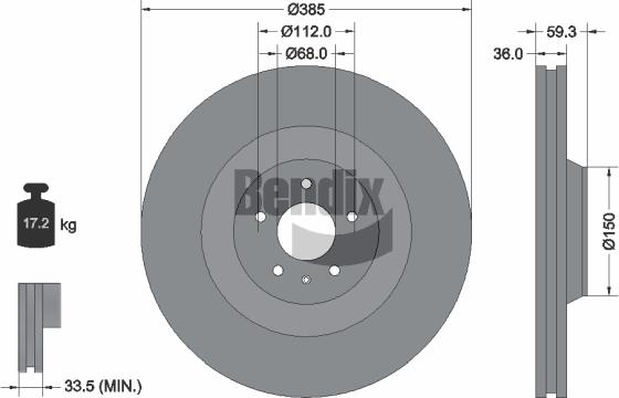 BENDIX Braking BDS2062 - Спирачен диск vvparts.bg