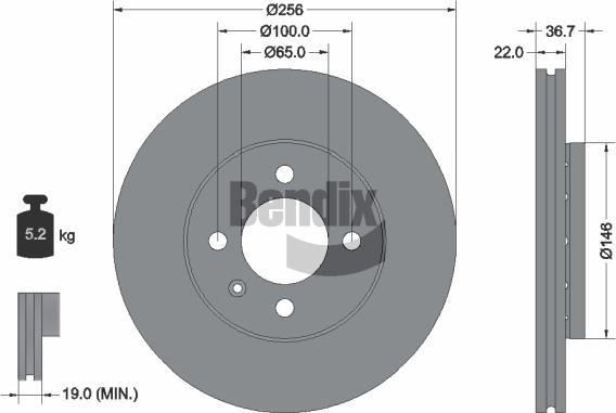 BENDIX Braking BDS2005 - Спирачен диск vvparts.bg