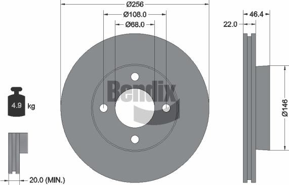 BENDIX Braking BDS2000 - Спирачен диск vvparts.bg