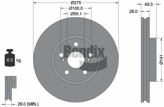 BENDIX Braking BDS2015 - Спирачен диск vvparts.bg