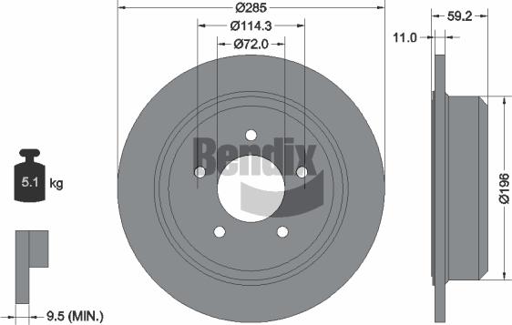 BENDIX Braking BDS2012 - Спирачен диск vvparts.bg