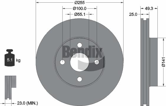 BENDIX Braking BDS2034 - Спирачен диск vvparts.bg