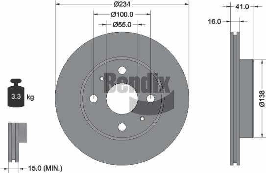 BENDIX Braking BDS2036 - Спирачен диск vvparts.bg