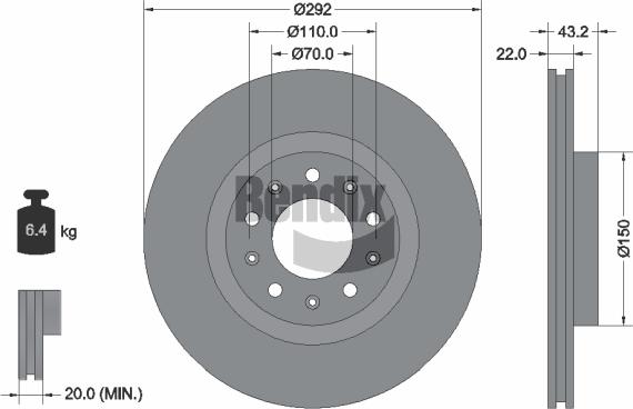 BENDIX Braking BDS2037 - Спирачен диск vvparts.bg