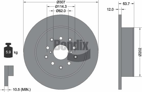 BENDIX Braking BDS2022 - Спирачен диск vvparts.bg